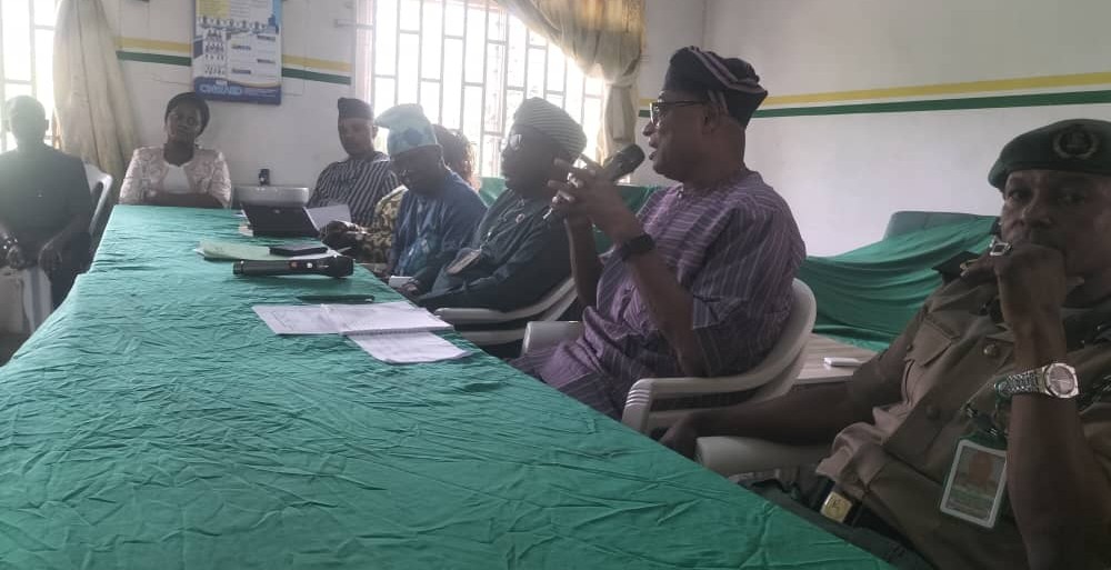 A Picture Of Commander (Dr.) Soji Ganzallo Addressing the Visitors and So-Safe Corps Officers